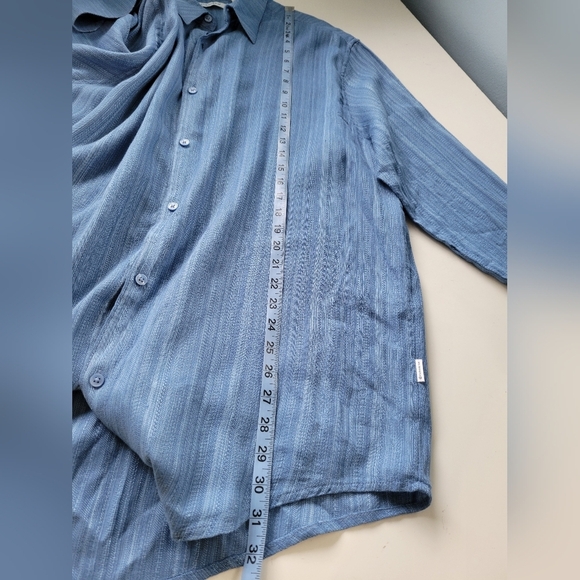 Cubavera Linen Blend Button Down Men's Shirt Blue XXL - Picture 7 of 9